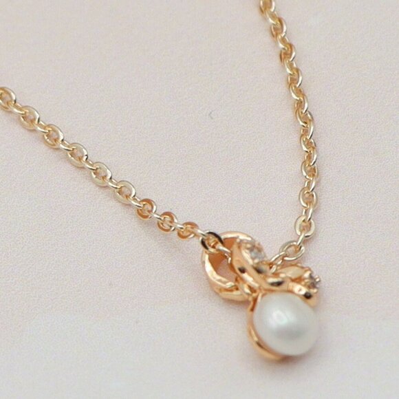 "Dainty Rose Gold Plated Necklace with Delicate Pearl Charm, XPNL0149 - Picture 2 of 14